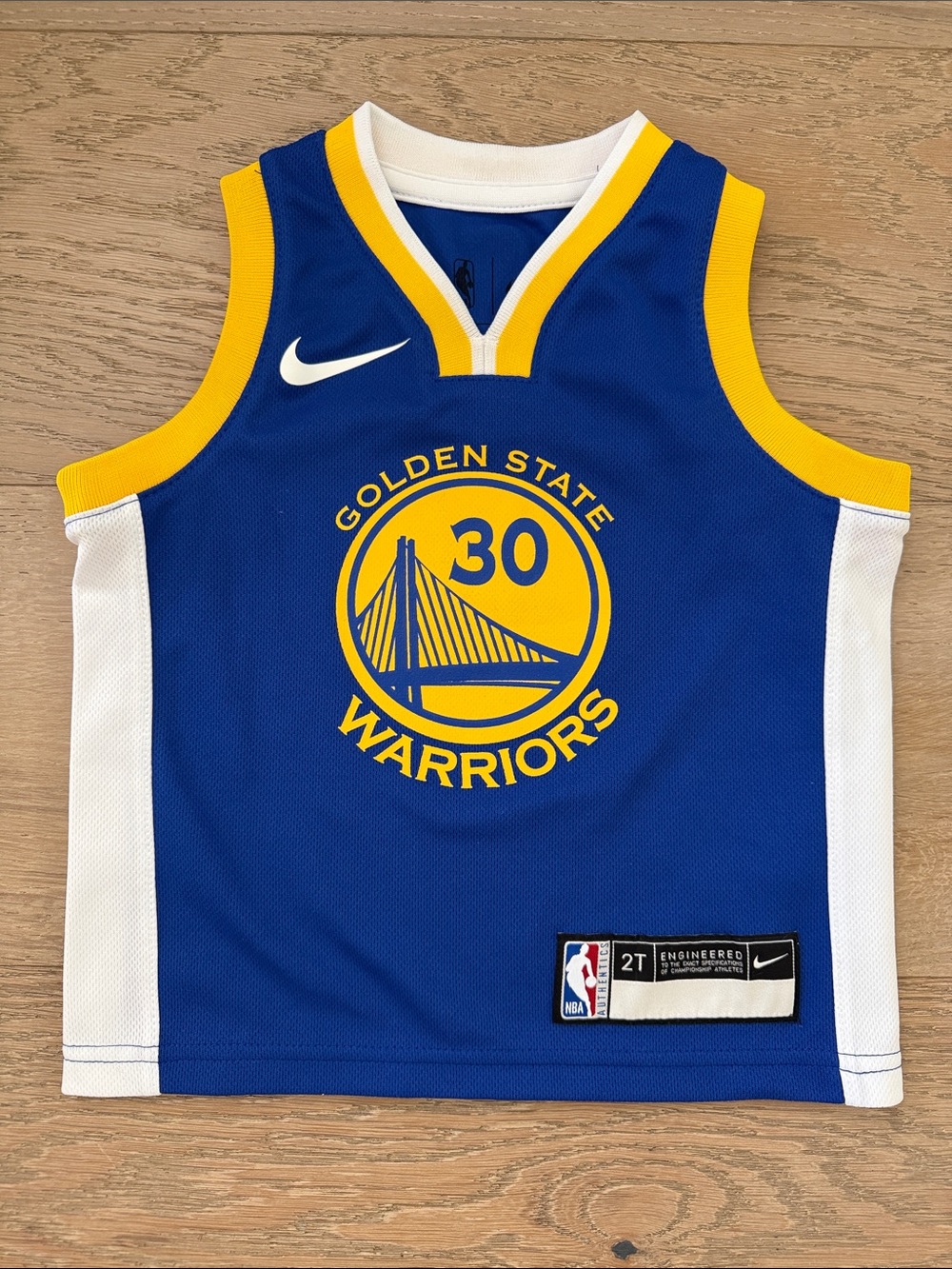 Nike Warriors Youth Basketball Jersey Blue & Yellow size 2T